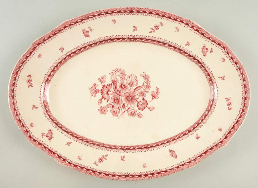 Finn Flower Red (Cream Background) 15" Oval Serving Platter by Arabia of Finland-1