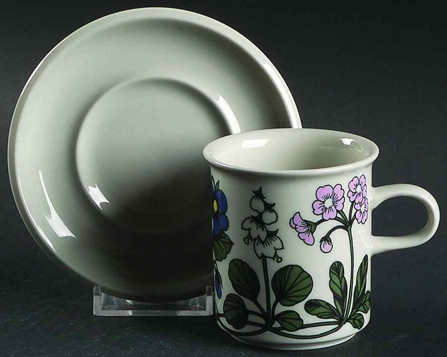 Flora Flat Demitasse Cup & Saucer Set by Arabia of Finland-1