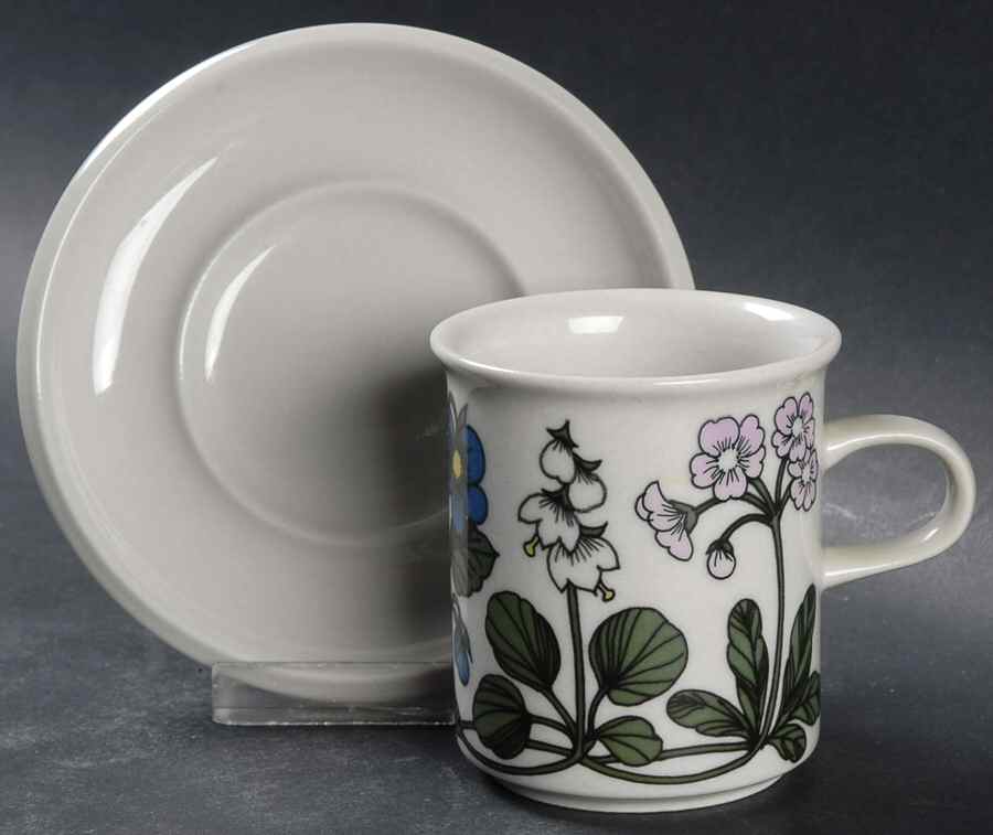Flora Flat Cup & Saucer Set by Arabia of Finland-1