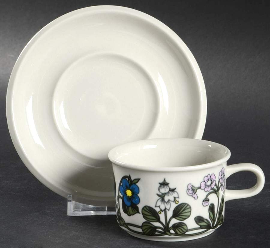 Flora Flat Demitasse Cup & Saucer Set by Arabia of Finland-1