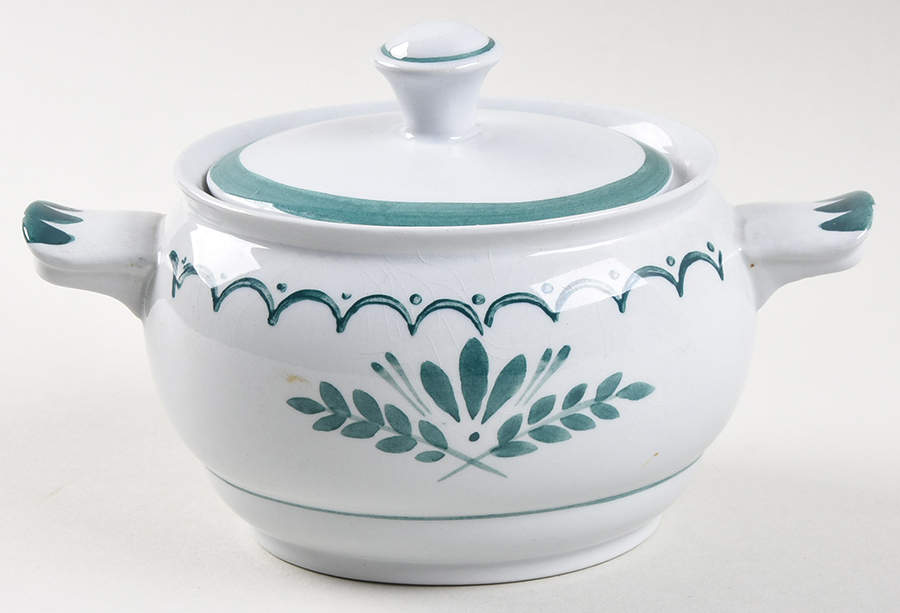 Green Thistle Sugar Bowl & Lid by Arabia of Finland-1