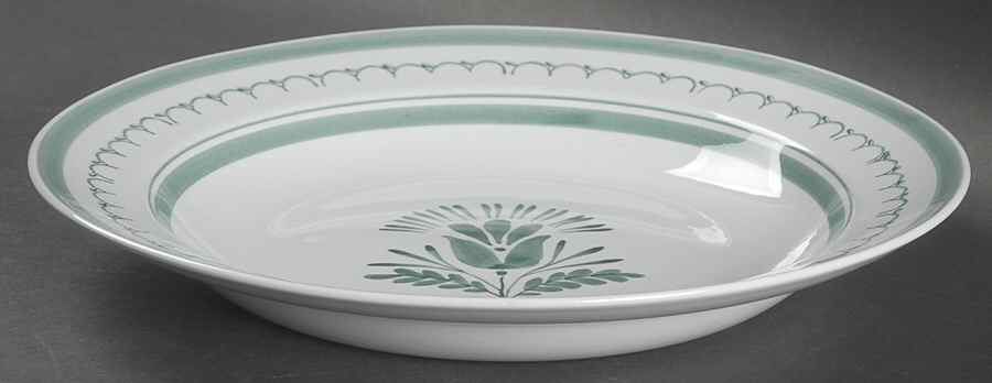 Green Thistle Large Rim Soup Bowl by Arabia of Finland-1