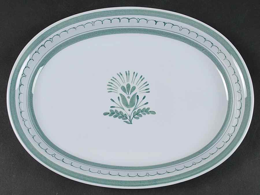 Green Thistle 12" Oval Serving Platter by Arabia of Finland-1