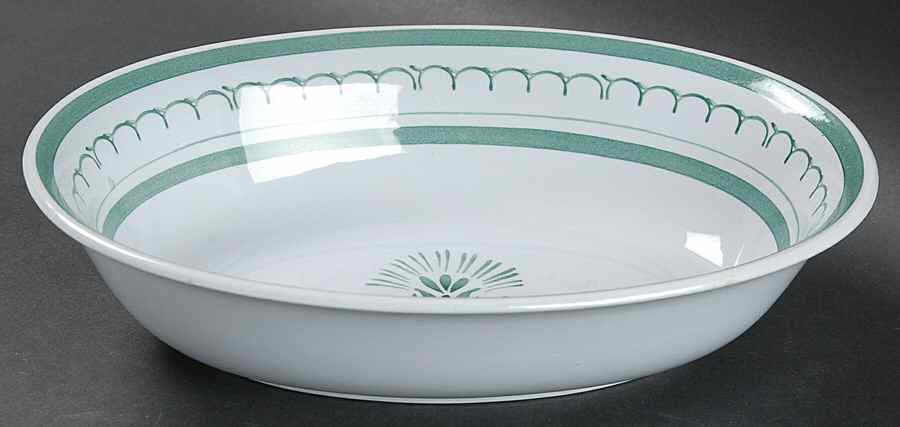 Green Thistle 9" Oval Vegetable Bowl by Arabia of Finland-1