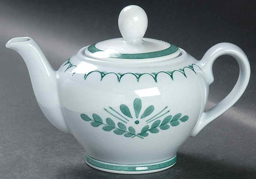 Green Thistle Individual Teapot & Lid by Arabia of Finland-1