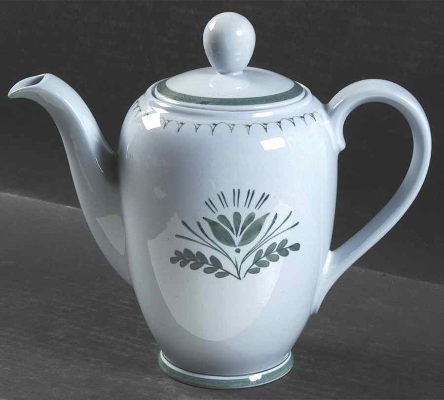 Green Thistle Coffee Pot & Lid by Arabia of Finland-1