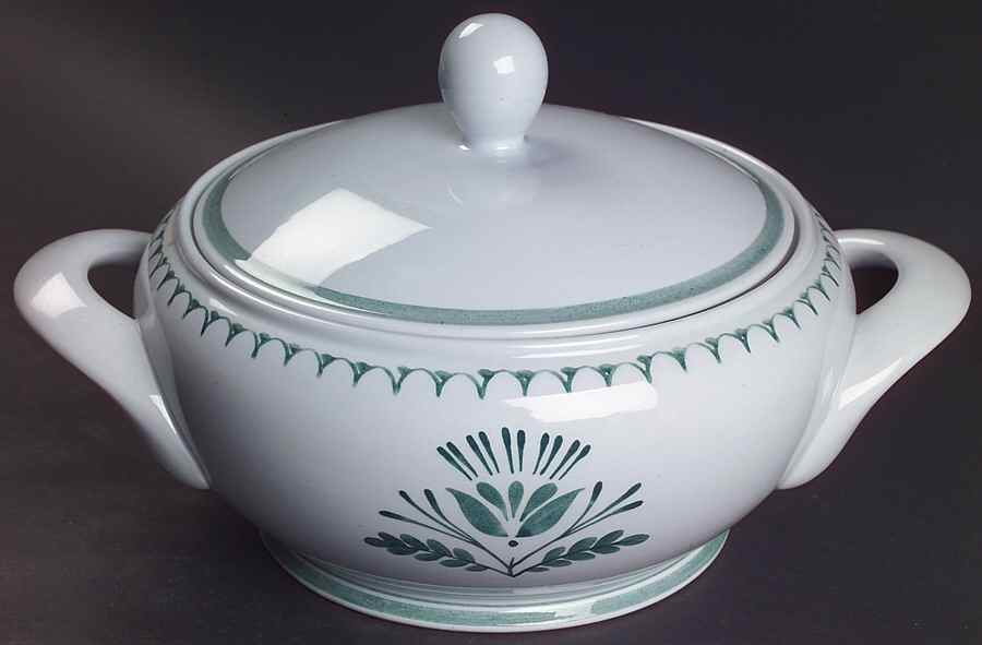 Green Thistle Round Covered Vegetable by Arabia of Finland-1
