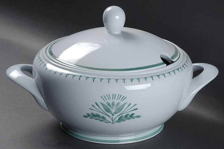 Green Thistle Tureen &  Lid by Arabia of Finland-1