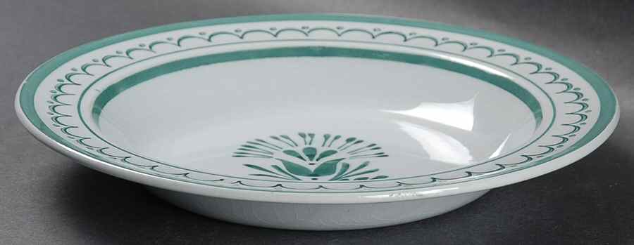 Green Thistle Rim Soup Bowl by Arabia of Finland-1