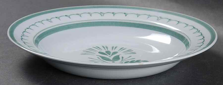 Green Thistle Rim Soup Bowl by Arabia of Finland-1