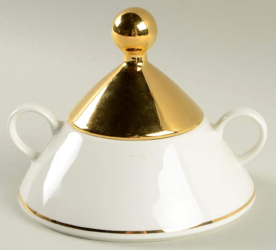 Harlekin Gold Sugar Bowl & Lid by Arabia of Finland-1