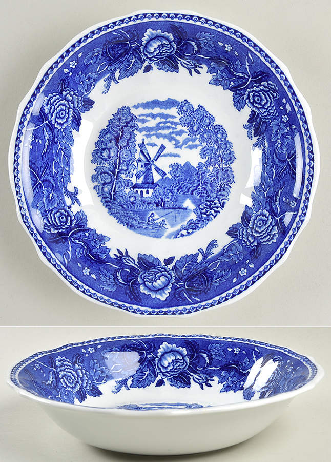 Landscape Blue Coupe Soup Bowl by Arabia of Finland-1