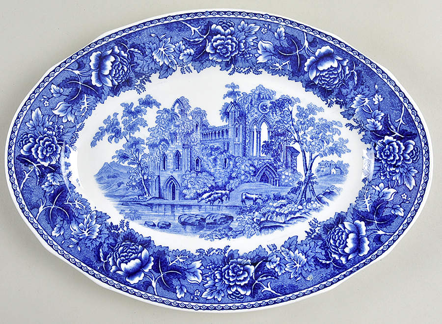 Landscape Blue 10" Oval Serving Platter by Arabia of Finland-1