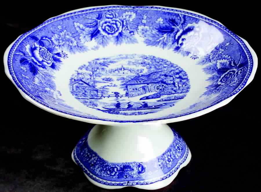 Landscape Blue Round Compote (Height X Width) by Arabia of Finland-1
