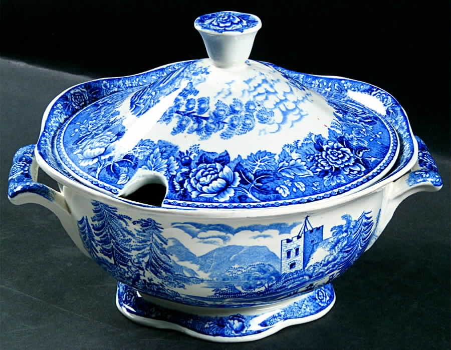 Landscape Blue Tureen &  Lid by Arabia of Finland-1