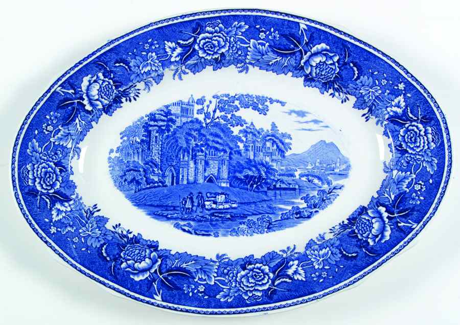 Landscape Blue 16" Oval Serving Platter by Arabia of Finland-1