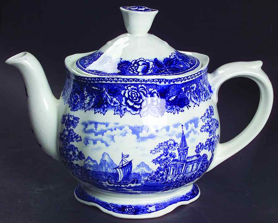 Landscape Blue Teapot & Lid by Arabia of Finland-1