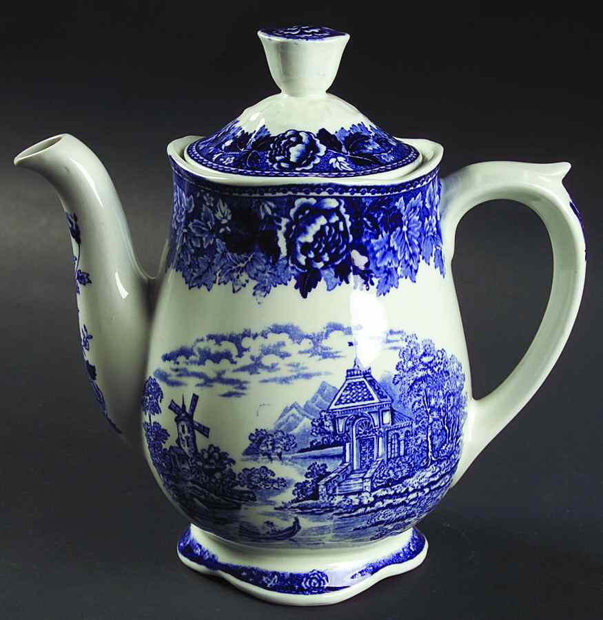 Landscape Blue Coffee Pot & Lid by Arabia of Finland-1