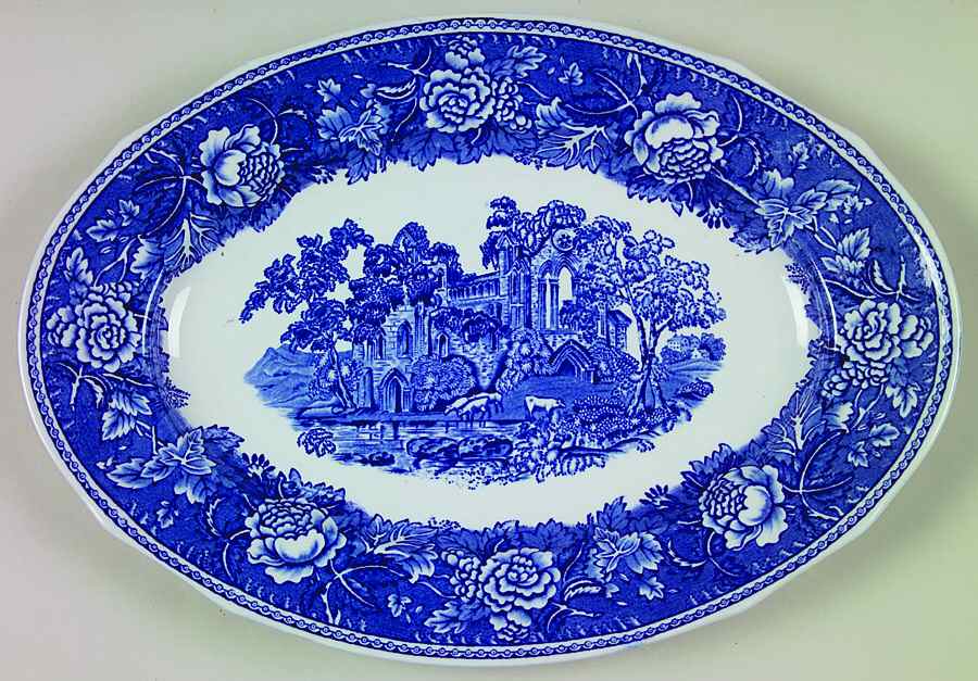Landscape Blue 12" Oval Serving Platter by Arabia of Finland-1