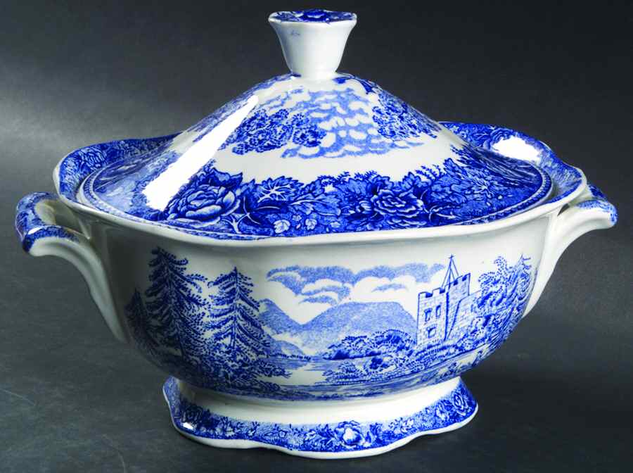 Landscape Blue Round Covered Vegetable by Arabia of Finland-1