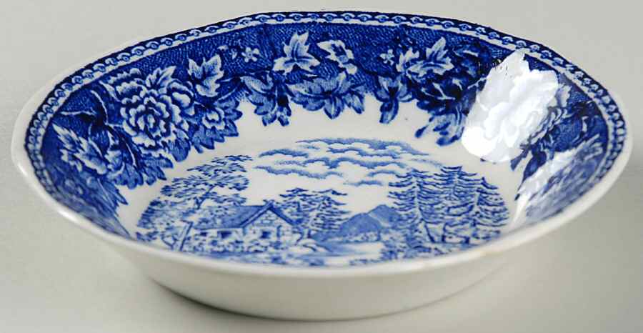 Landscape Blue Fruit/Dessert (Sauce) Bowl by Arabia of Finland-1