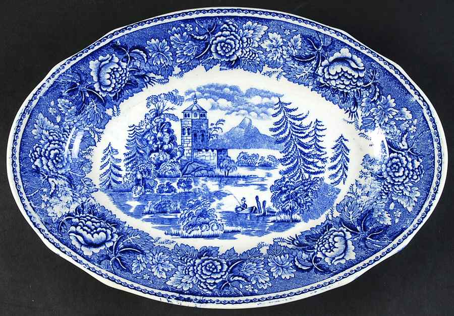 Landscape Blue 10" Oval Serving Platter by Arabia of Finland-1