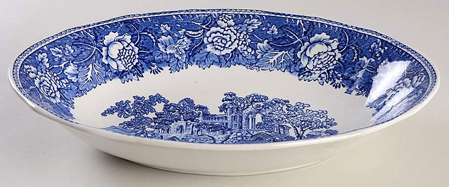 Landscape Blue 11" Oval Vegetable Bowl by Arabia of Finland-1