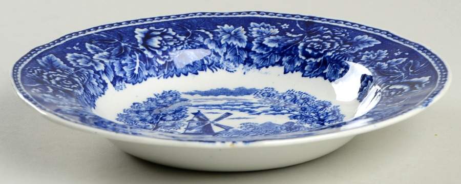Landscape Blue Rim Soup Bowl by Arabia of Finland-1
