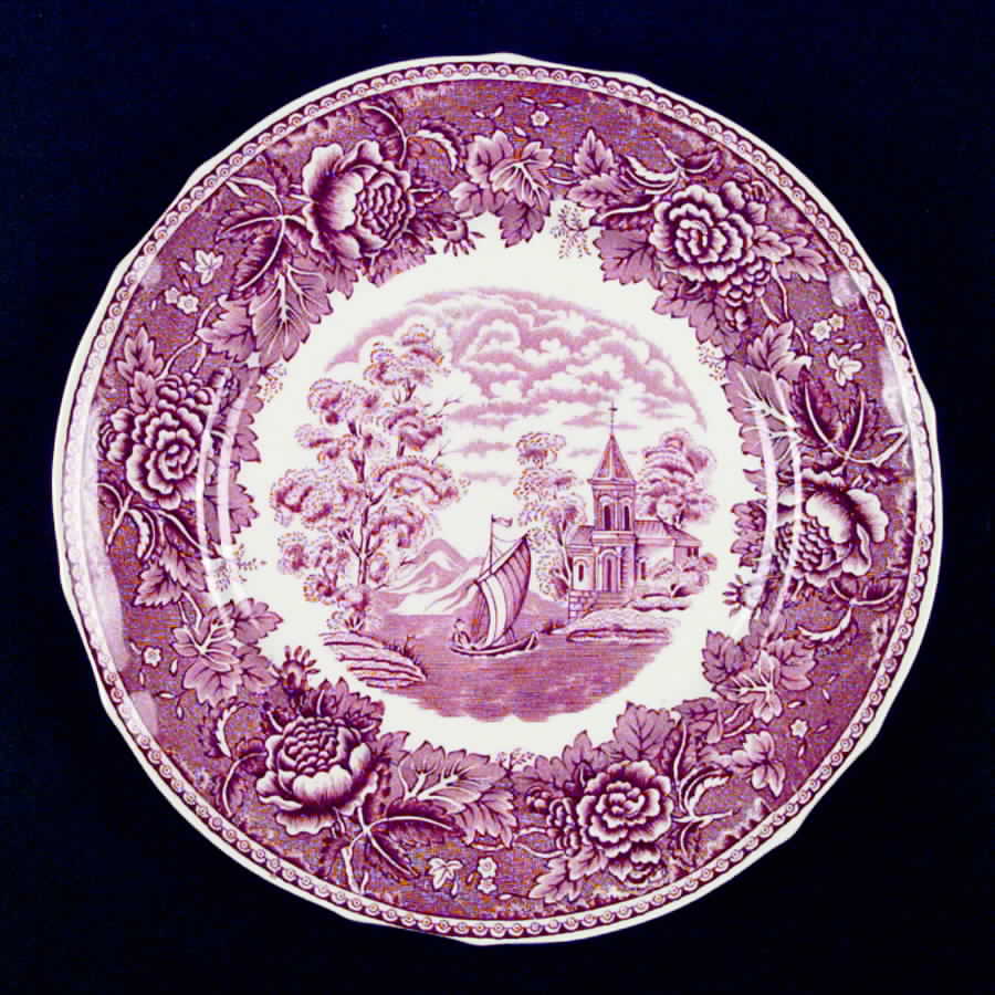 Landscape Red Luncheon Plate by Arabia of Finland-1
