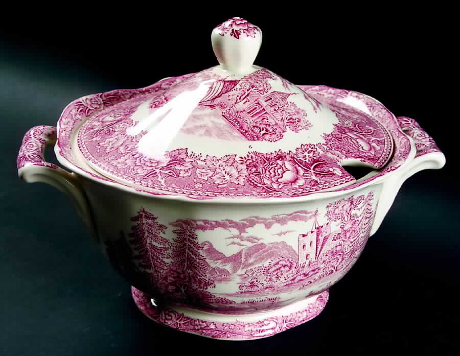 Landscape Red Tureen &  Lid by Arabia of Finland-1
