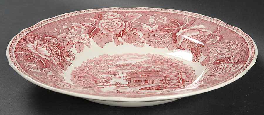 Landscape Red Large Rim Soup Bowl by Arabia of Finland-1