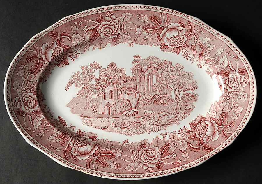 Landscape Red 12" Oval Serving Platter by Arabia of Finland-1