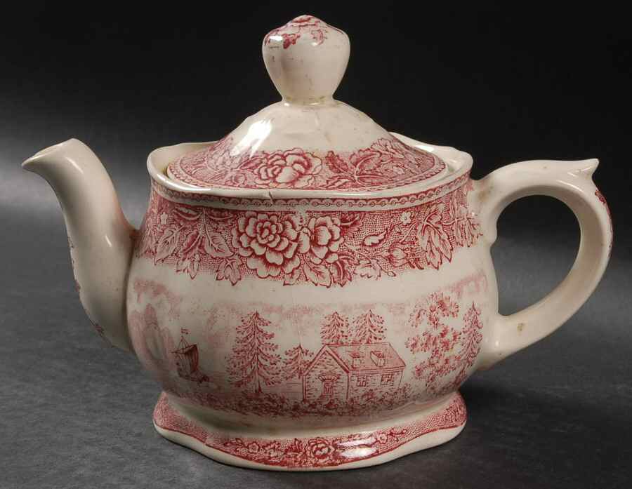 Landscape Red Mini Teapot & Lid by Arabia of Finland-1
