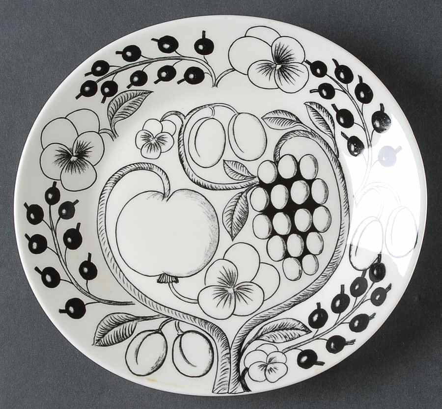 Paratiisi Black Oval Salad Plate by Arabia of Finland-1