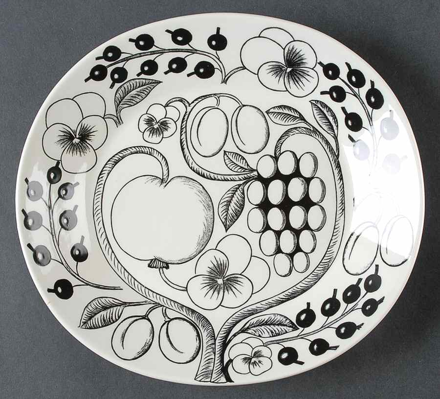 Paratiisi Black Oval Dinner Plate by Arabia of Finland-1