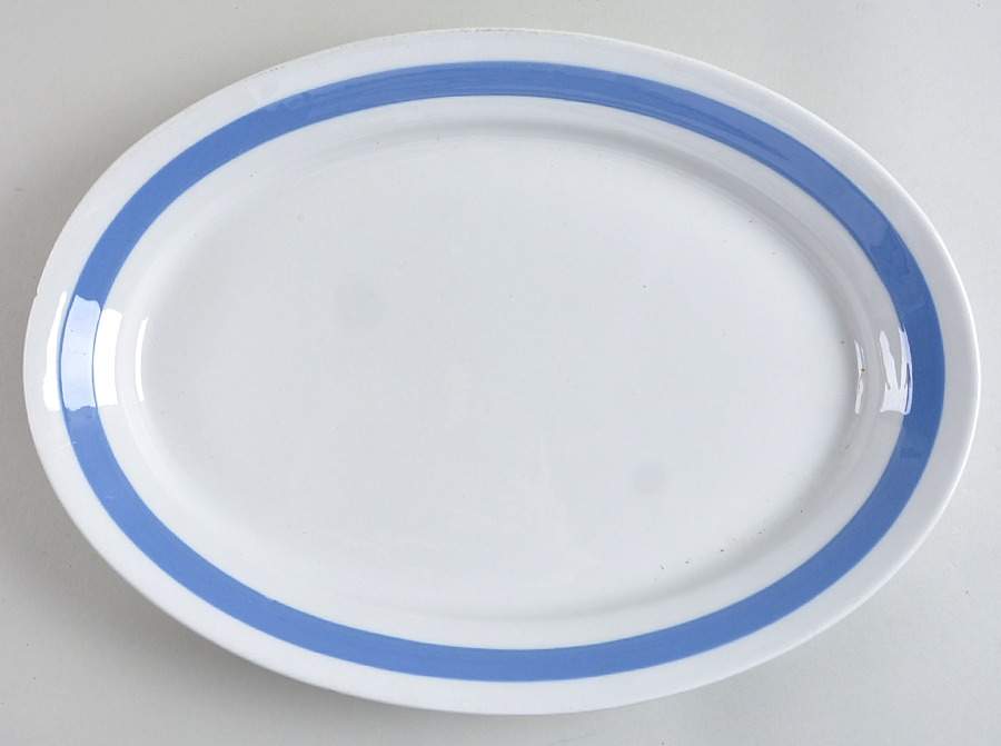 Ribbons Blue (White Background) 14" Oval Serving Platter by Arabia of Finland-1