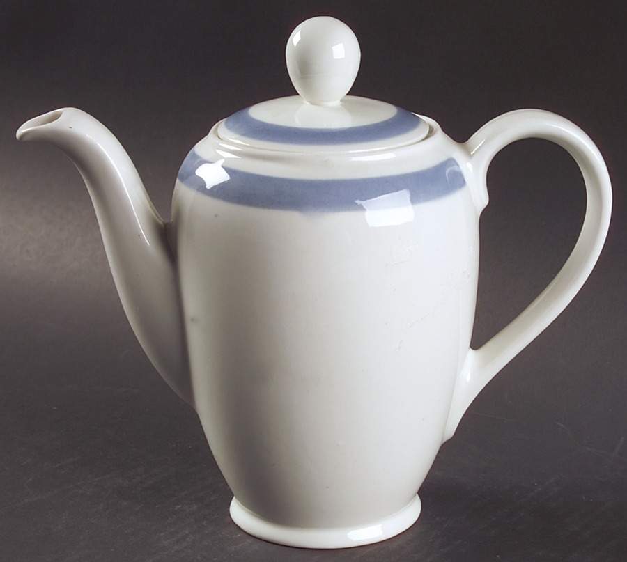 Ribbons Blue (White Background) Coffee Pot & Lid by Arabia of Finland-1