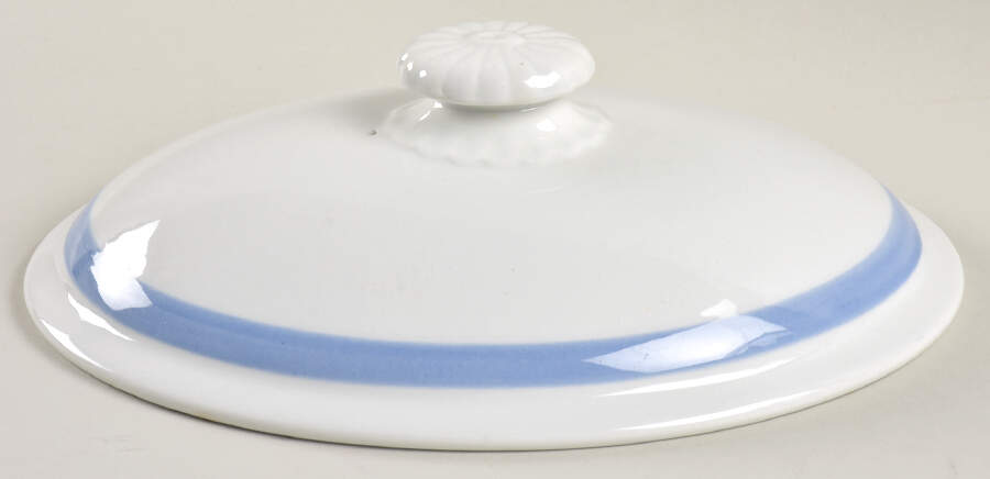 Ribbons Blue (White Background) Lid for 2.25 Qt Round Casserole by Arabia of Finland-1