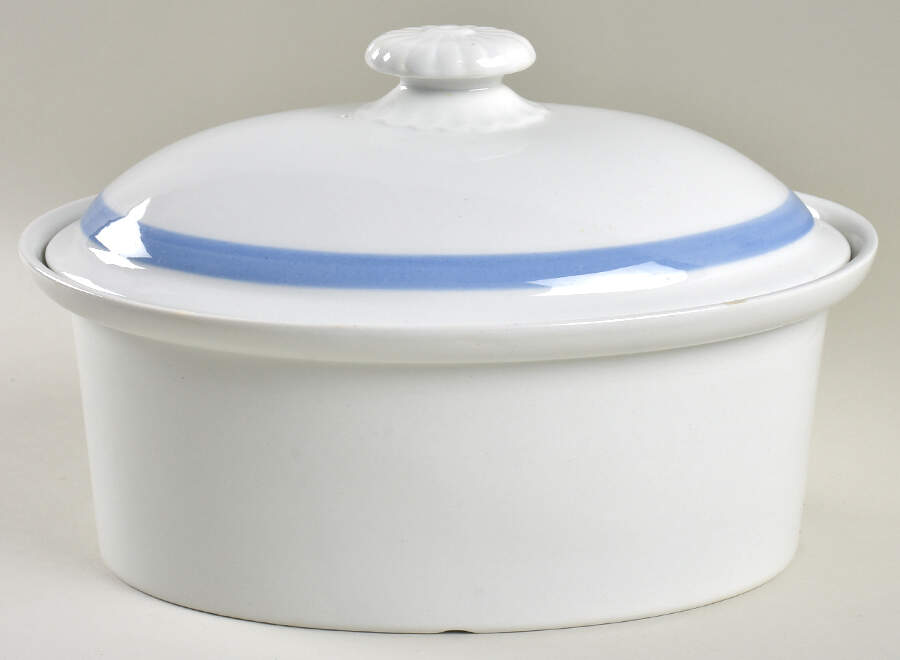 Ribbons Blue (White Background) 2.25 Qt Round Covered Casserole by Arabia of Finland-1