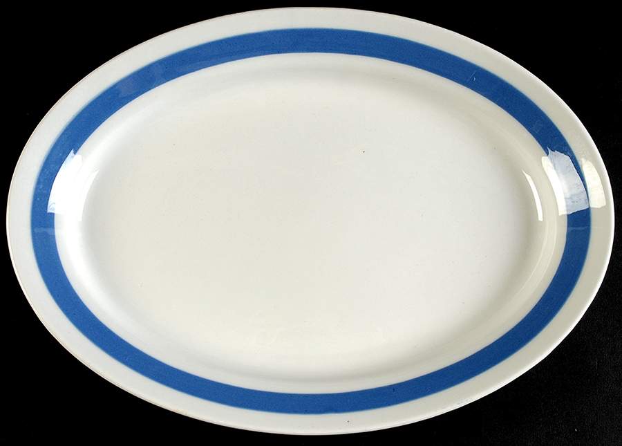 Ribbons Blue (White Background) 12" Oval Serving Platter by Arabia of Finland-1