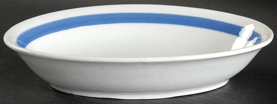 Ribbons Blue (White Background) 9" Oval Vegetable Bowl by Arabia of Finland-1