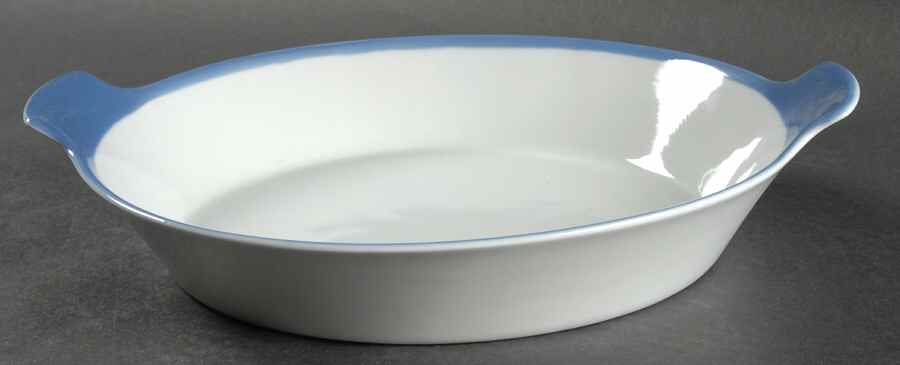 Ribbons Blue (White Background) 11" Round Baker by Arabia of Finland-1