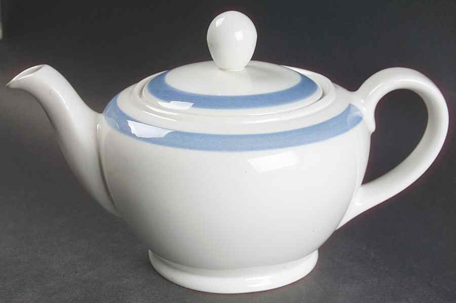 Ribbons Blue (White Background) Teapot & Lid by Arabia of Finland-1