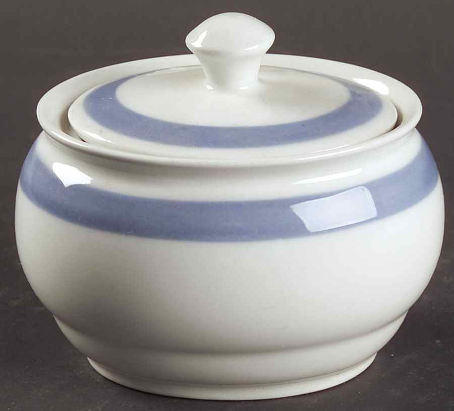 Ribbons Blue (White Background) Mini Sugar Bowl & Lid by Arabia of Finland-1