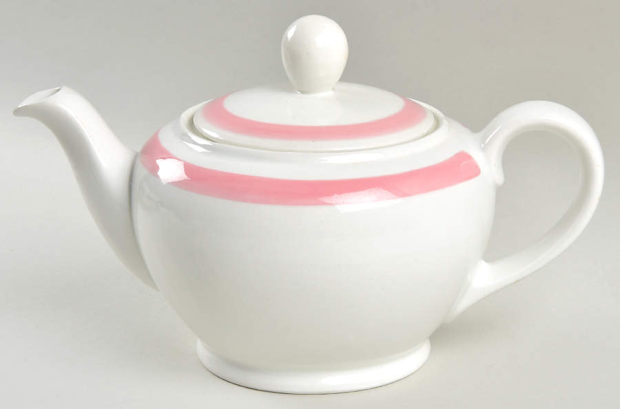 Ribbons Pink Teapot & Lid by Arabia of Finland-1
