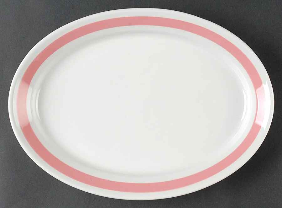 Ribbons Pink 12" Oval Serving Platter by Arabia of Finland-1