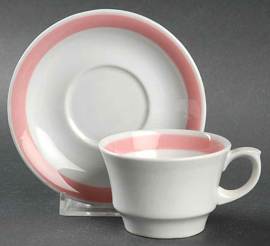 Ribbons Pink Flat Demitasse Cup & Saucer Set by Arabia of Finland-1