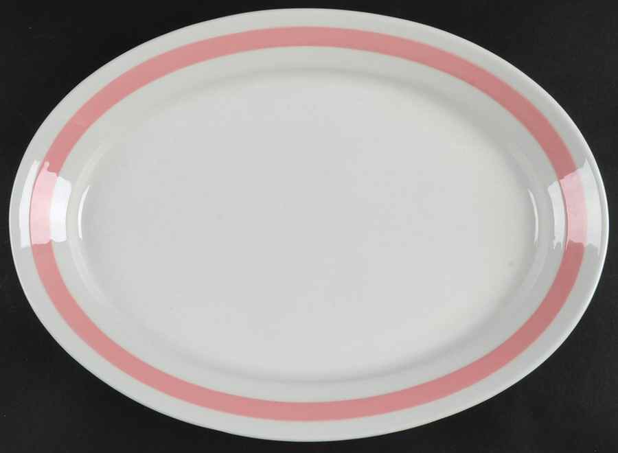 Ribbons Pink 14" Oval Serving Platter by Arabia of Finland-1