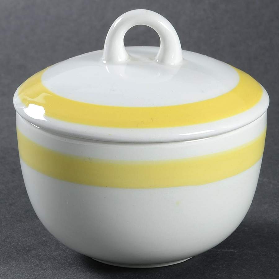 Ribbons Yellow Sugar Bowl & Lid by Arabia of Finland-1