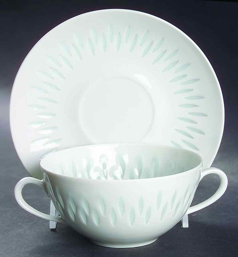 Rice (Grains) Flat Cream Soup Bowl & Saucer Set by Arabia of Finland-1